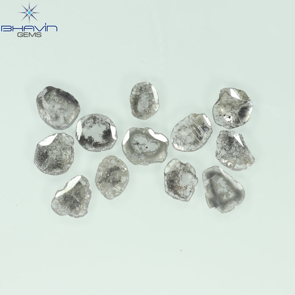4.32 CT/12 Pcs Slice Shape Natural Diamond Salt And Pepper Color I3 Clarity (7.74 MM)