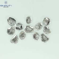 4.32 CT/12 Pcs Slice Shape Natural Diamond Salt And Pepper Color I3 Clarity (7.74 MM)