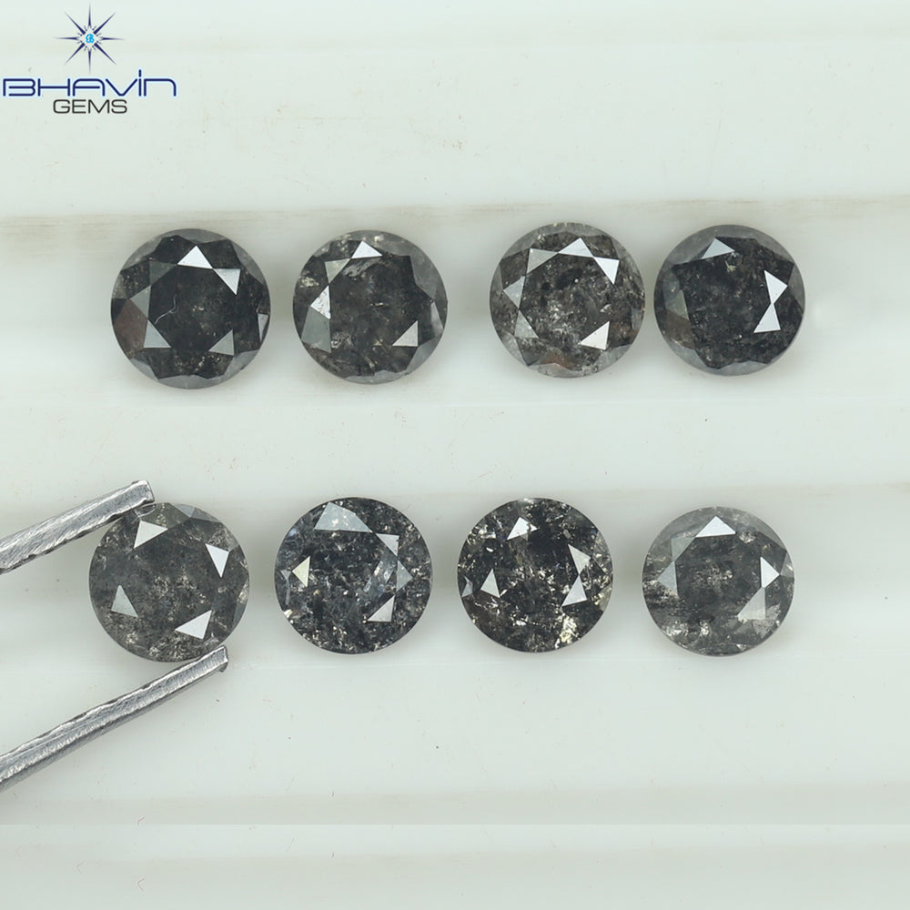 1.84 CT/8 Pcs Round Shape Natural Loose Diamond Salt And pepper Color I3 Clarity (3.82 MM)