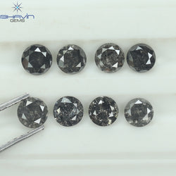 1.84 CT/8 Pcs Round Shape Natural Loose Diamond Salt And pepper Color I3 Clarity (3.82 MM)