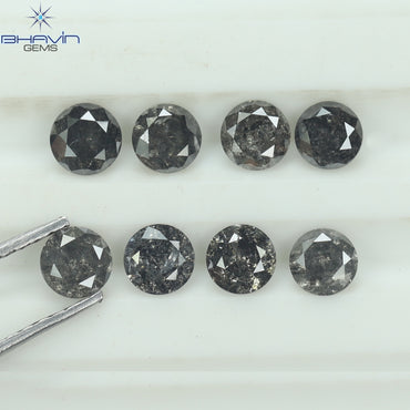 1.84 CT/8 Pcs Round Shape Natural Loose Diamond Salt And pepper Color I3 Clarity (3.82 MM)