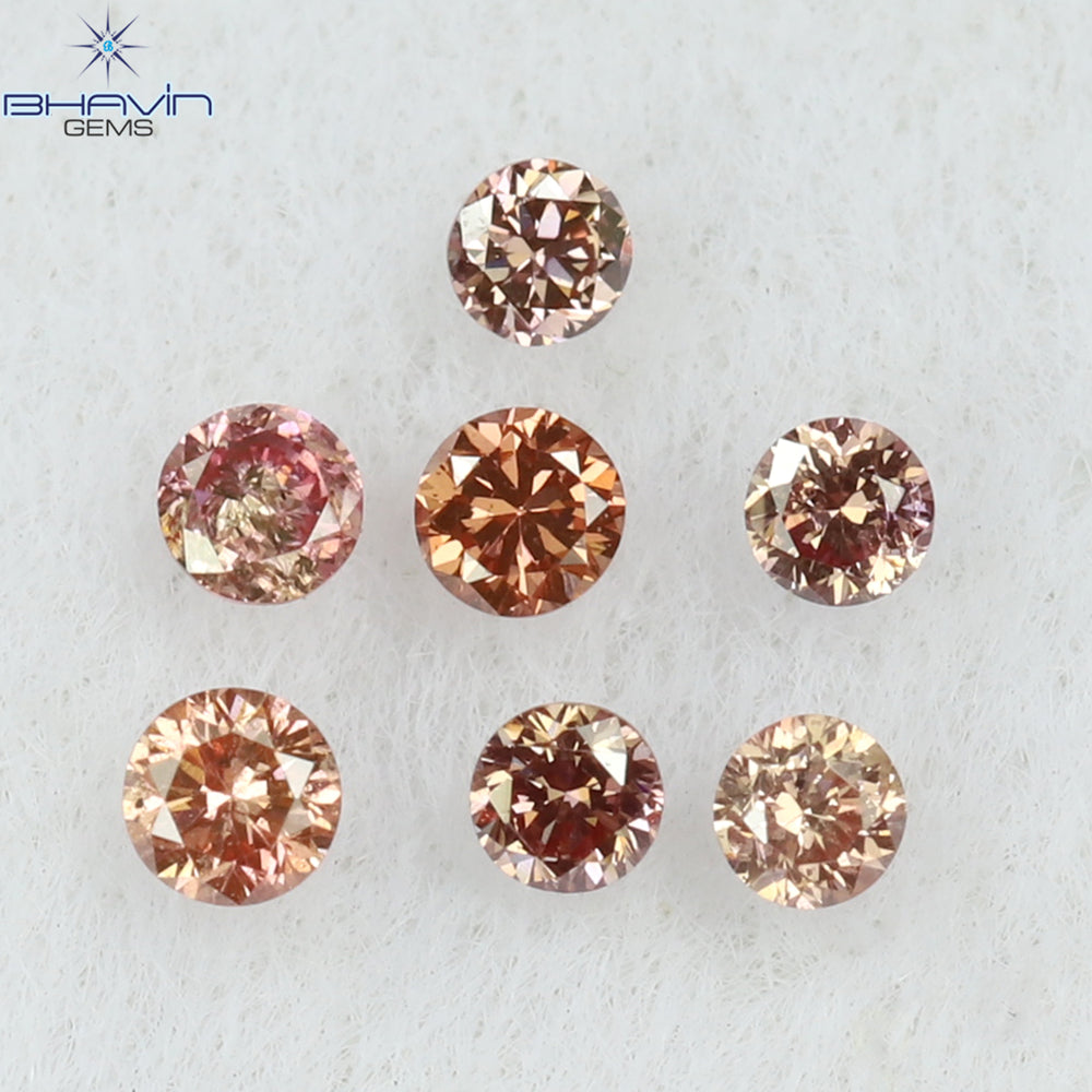 0.08 CT/7 Pcs Round Shape Natural Loose Diamond Pink Color VS-SI Clarity (1.50 MM)