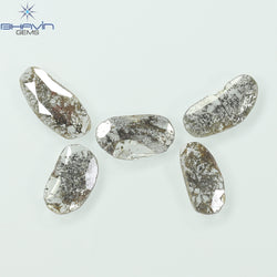 1.75 CT/5 Pcs Slice Shape Natural Diamond Salt And Pepper Color I3 Clarity (10.45 MM)