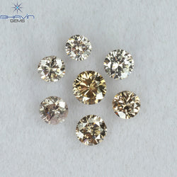 0.56 CT/7 Pcs Round Shape Natural Loose Diamond Brown Pink (Argyle) Color VS2 Clarity (3.20 MM)