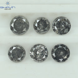 1.05 CT/6 Pcs Round Shape Natural Loose Diamond Salt And pepper Color I3 Clarity (3.64 MM)