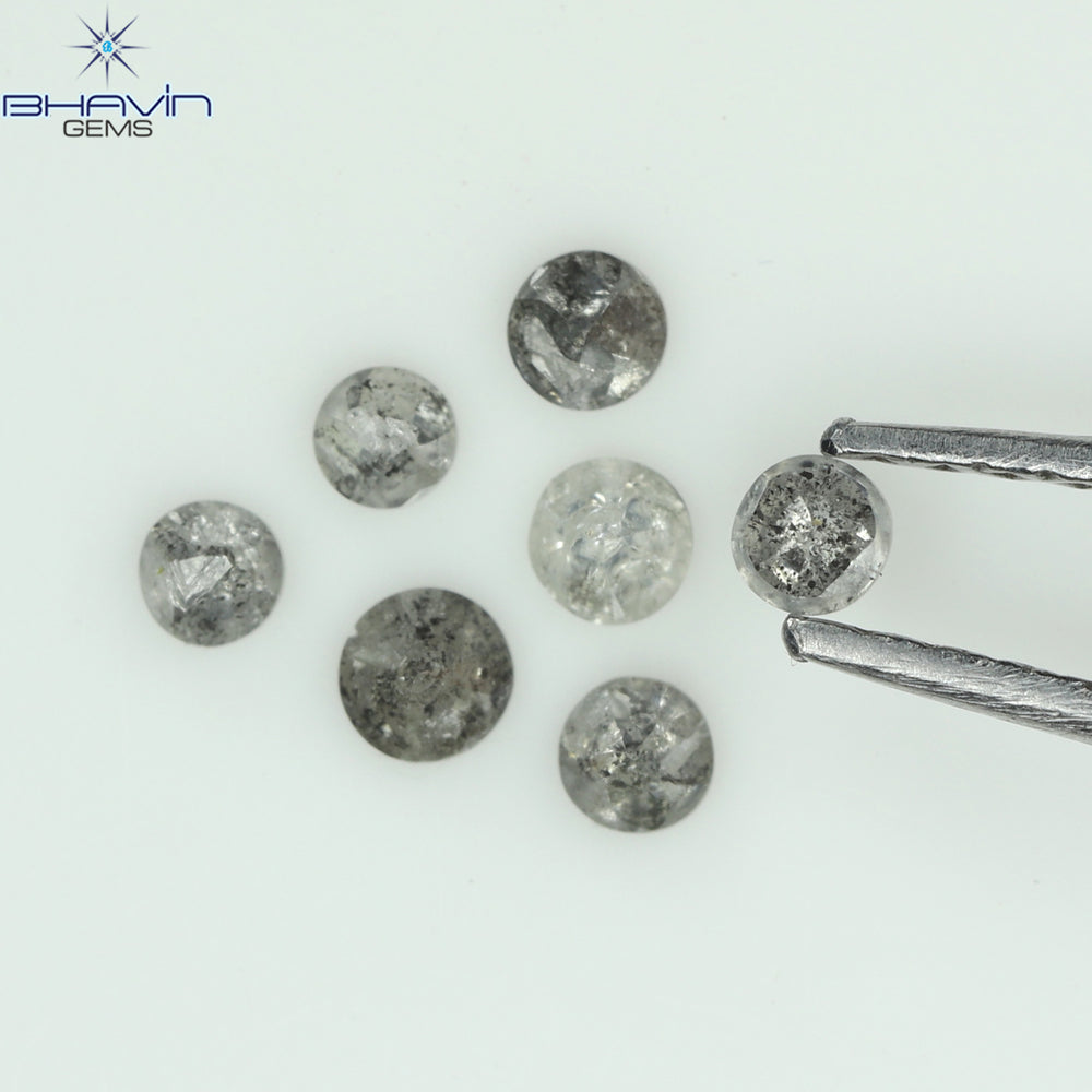 0.31 CT/7 Pcs Uncut Shape Salt And Pepper Color Natural Loose Diamond I3 Clarity (2.28 MM)