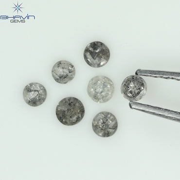 0.31 CT/7 Pcs Uncut Shape Salt And Pepper Color Natural Loose Diamond I3 Clarity (2.28 MM)