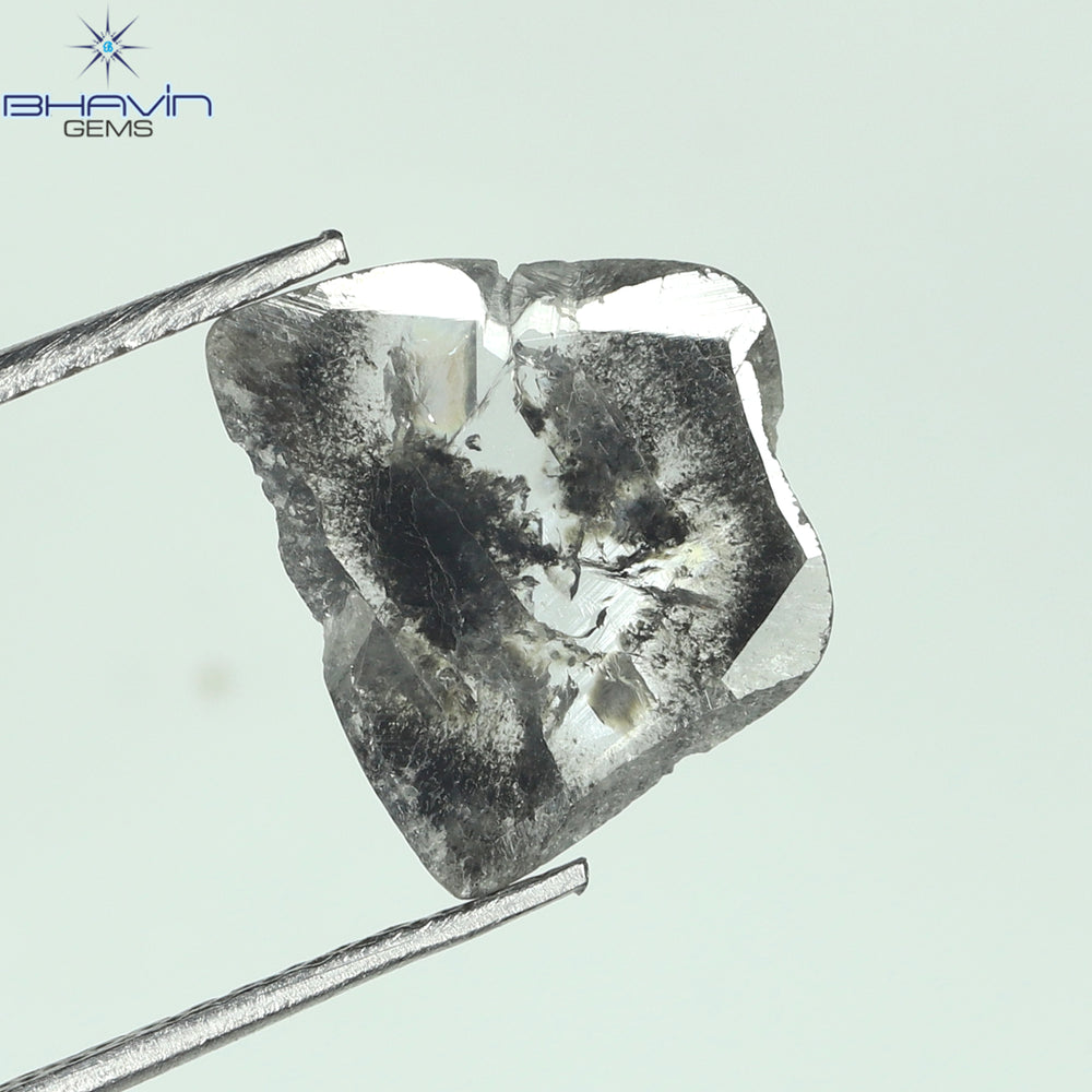 1.29 CT Slice Shape Natural Diamond Salt And Pepper Color I3 Clarity (10.78 MM)