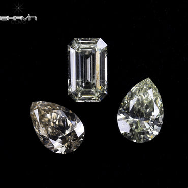 0.59 CT/3 PCS Pear-Emerald Shape Natural Diamond White Color VS-SI Clarity (4.77 MM)