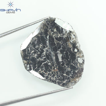 8.36 CT Slice Shape Natural Diamond Salt And Pepper Color I3 Clarity (25.00 MM)