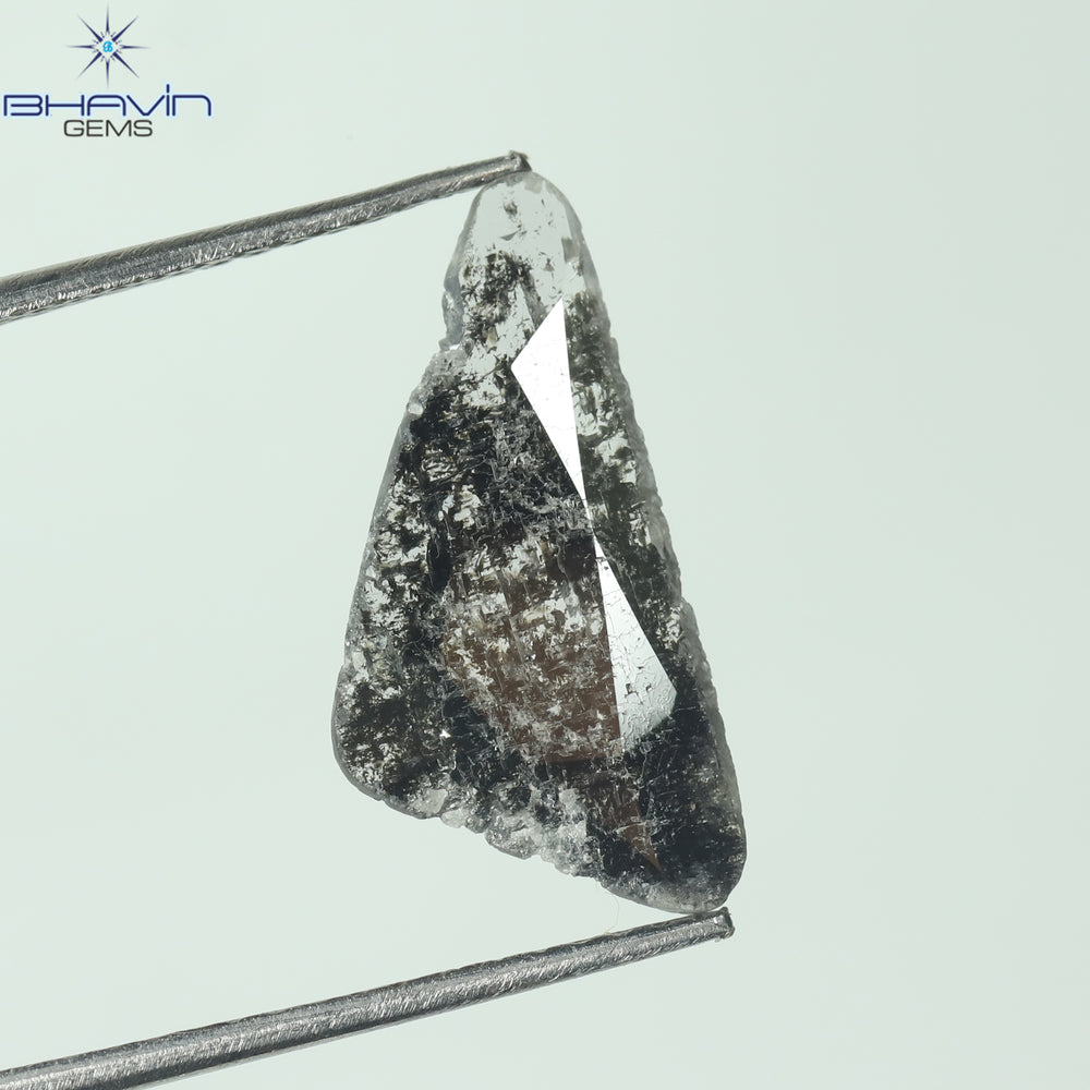 0.93 CT Slice Shape Natural Diamond Salt And Pepper Color I3 Clarity (14.60 MM)