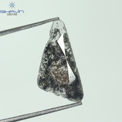 0.93 CT Slice Shape Natural Diamond Salt And Pepper Color I3 Clarity (14.60 MM)