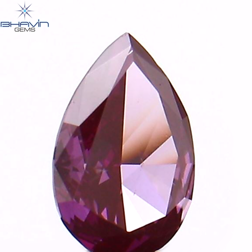 0.08 CT Pear Shape Natural Diamond Enhanced Pink Color VS1 Clarity (3.56 MM)