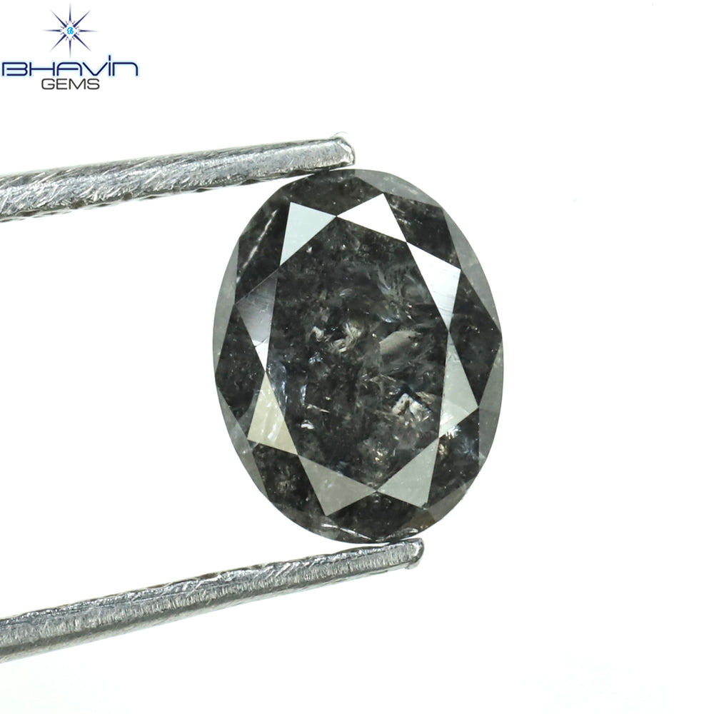 1.00 CT Oval Shape Natural Diamond Salt And Pepper Color I3 Clarity (6.80 MM)