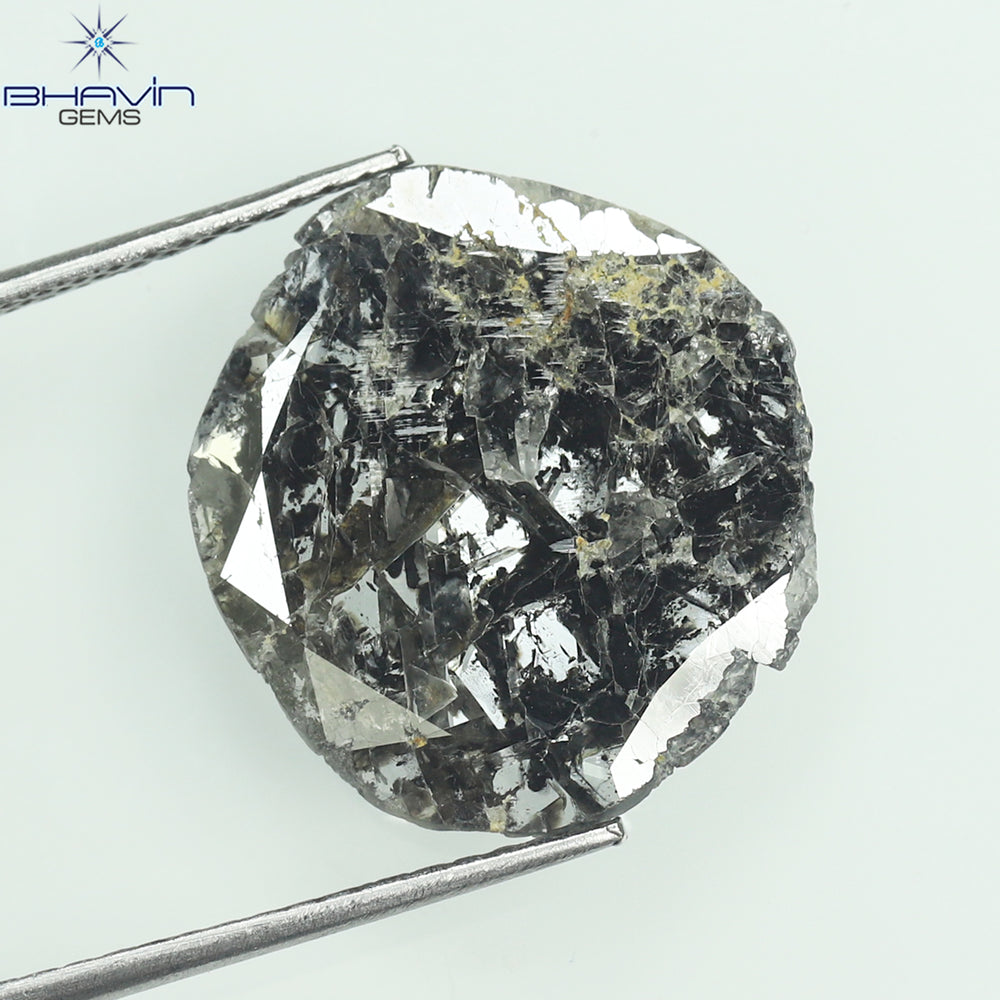 2.98 CT Slice Shape Natural Diamond Salt And Pepper Color I3 Clarity (16.00 MM)