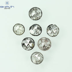 0.55 CT/7 Pcs Round Rose Cut Shape Natural Loose Diamond Salt And Pepper Color I3 Clarity (3.26 MM)