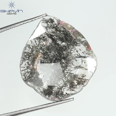 3.67 CT Pear Slice Shape Natural Diamond Salt And Pepper Color I3 Clarity (17.07 MM)