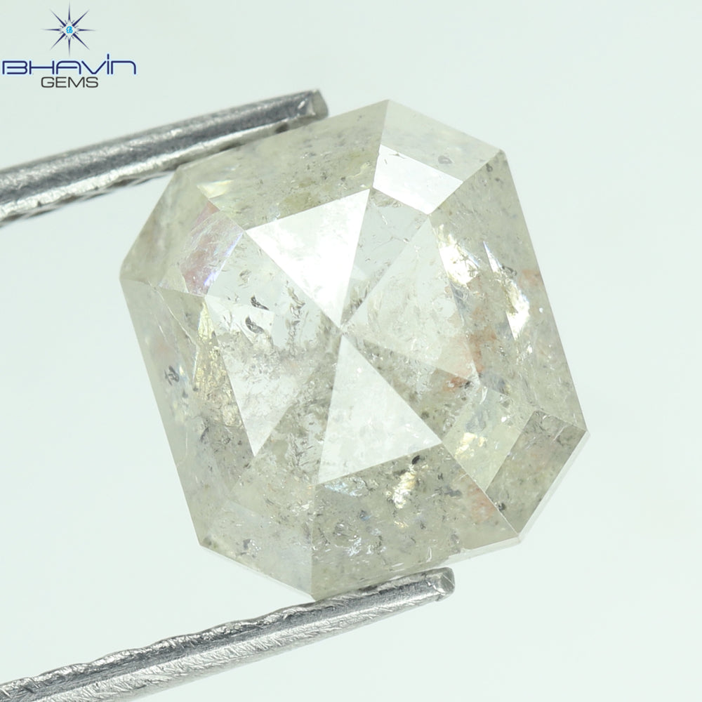 1.41 CT スクエア エメラルド ダイヤモンド ホワイト ソルト アンド ペッパー カラー クラリティ I3 (7.20 MM)