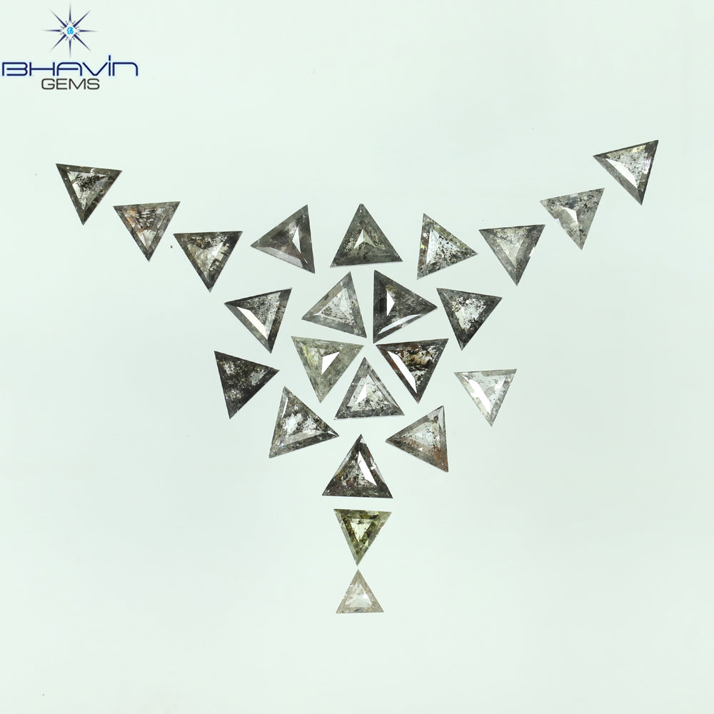 2.84 CT/45 Pcs Triangle Shape Natural Loose Diamond Salt And Pepper Color I3 Clarity (2.80 MM)