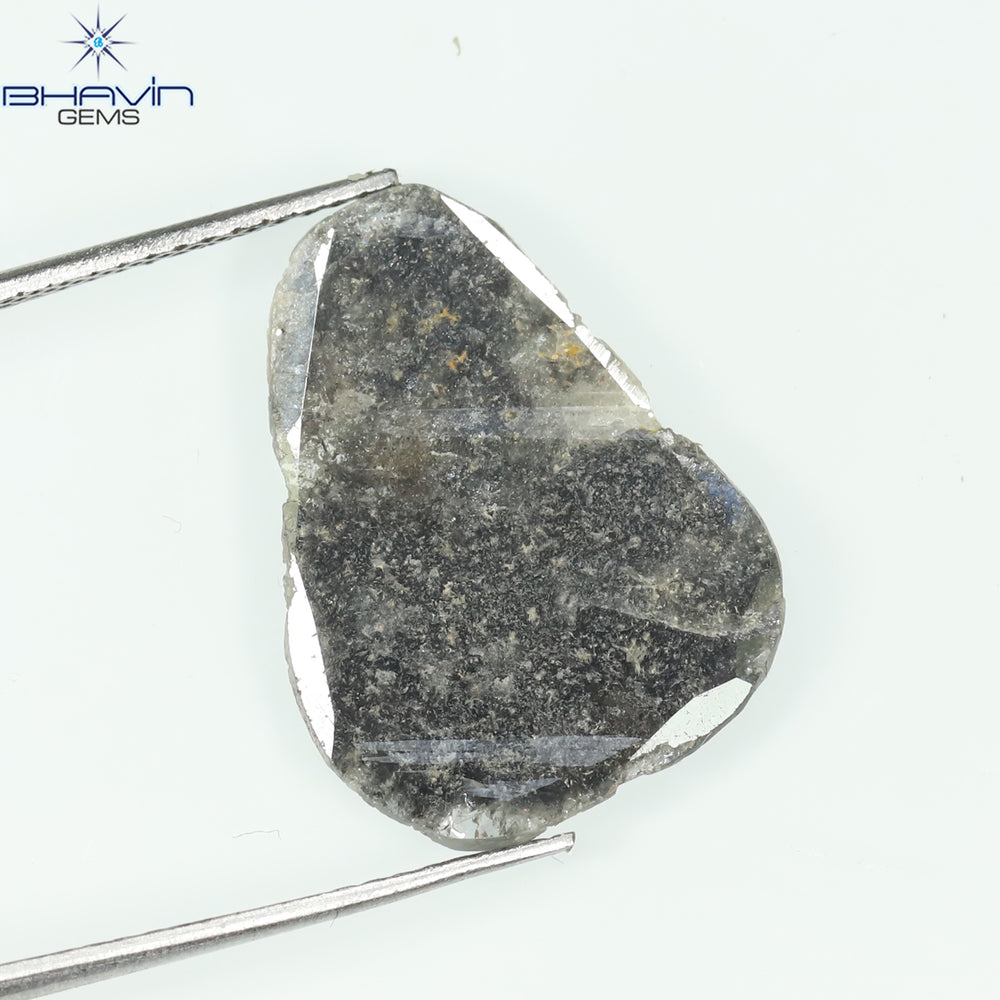 3.28 CT Slice Shape Natural Diamond Black (Salt And Pepper) Color I3 Clarity (19.36 MM)