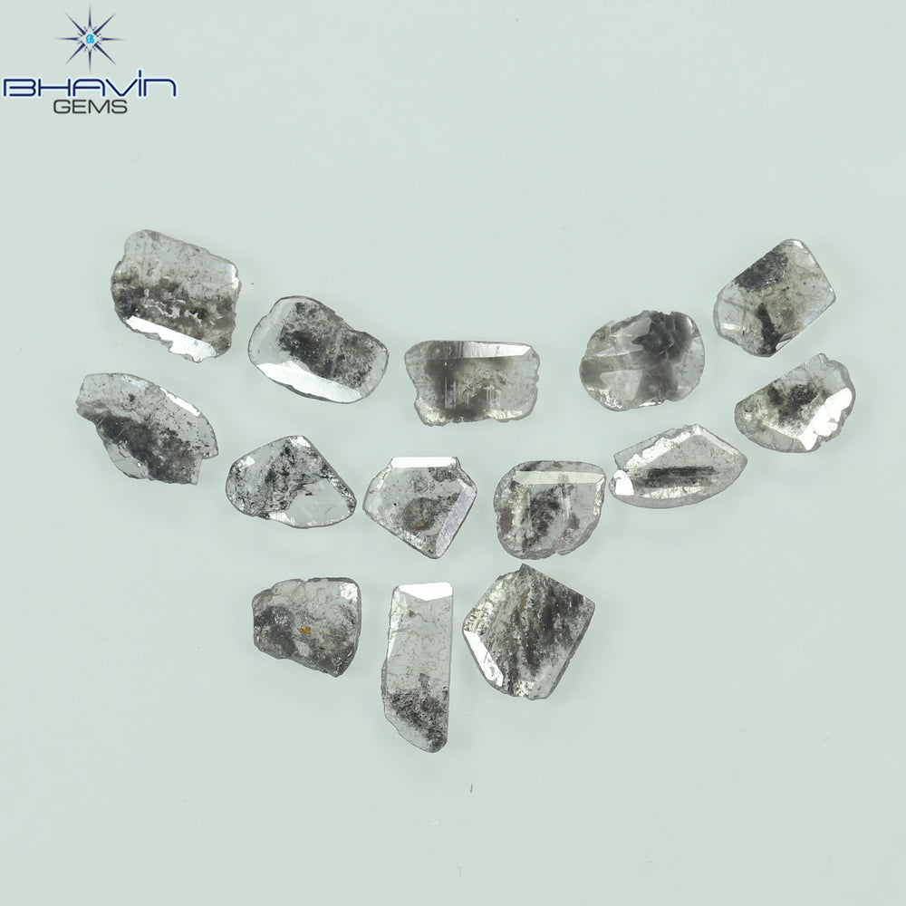 2.60 CT/14 Pcs Slice Shape Natural Diamond Salt And Pepper Color I3 Clarity (7.98 MM)