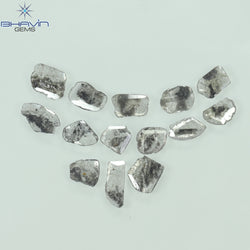2.60 CT/14 Pcs Slice Shape Natural Diamond Salt And Pepper Color I3 Clarity (7.98 MM)