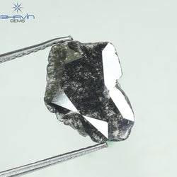 1.09 CT Slice Shape Natural Diamond Salt And Pepper Color I3 Clarity (11.82 MM)