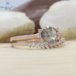 ラウンド ローズ カット ダイヤモンド, ソルト アンド ペッパー ダイヤモンド, 天然ダイヤモンド リング, ゴールド リング 婚約指輪,結婚指輪, ダイヤモンド リング