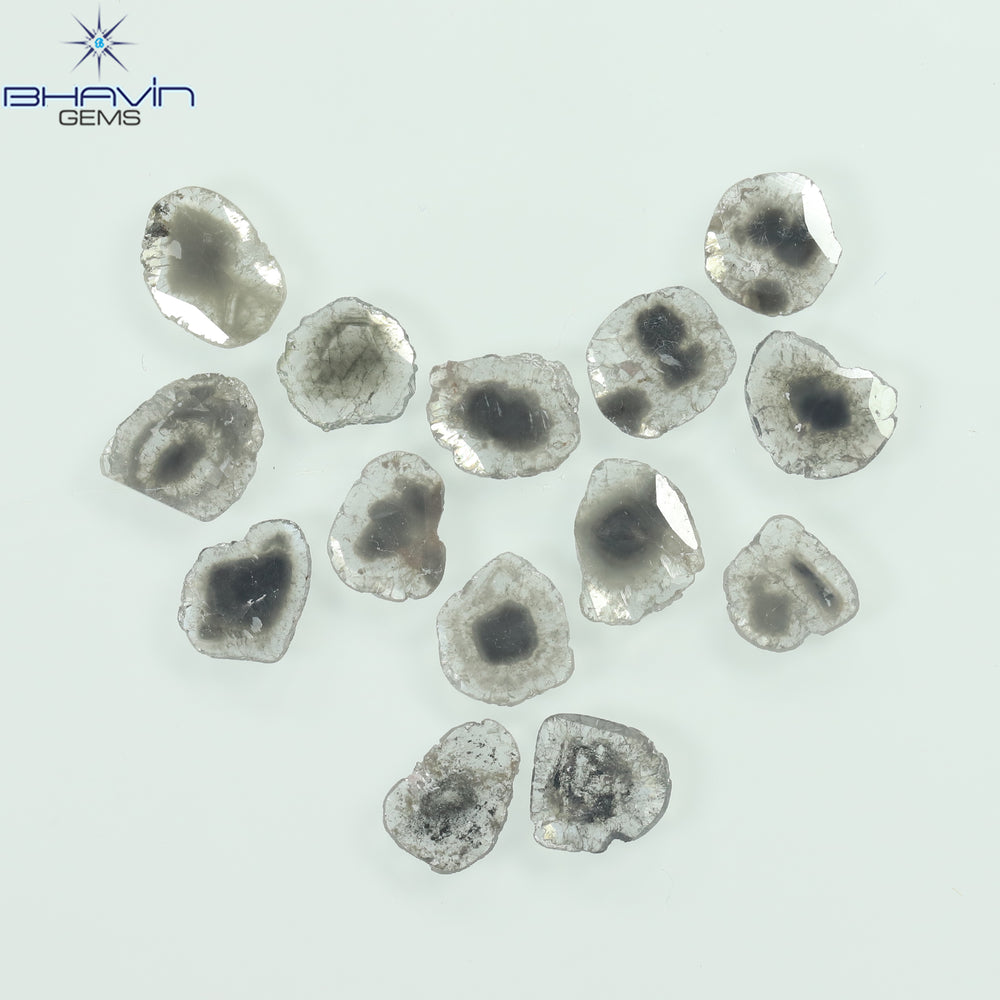 3.16 CT/14 Pcs Slice Shape Natural Diamond Salt And Pepper Color I3 Clarity (6.68 MM)