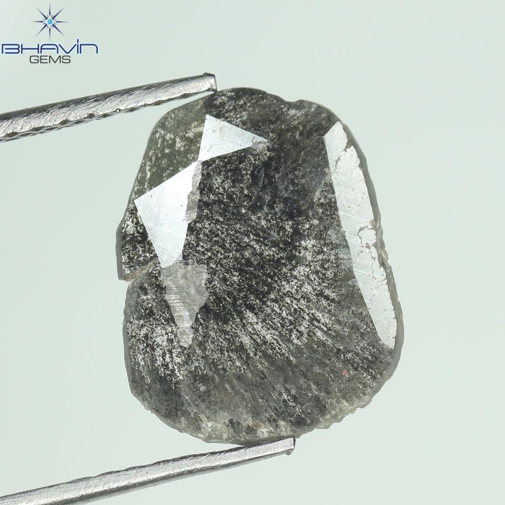 1.28 CT Slice Shape Natural Diamond Salt And Pepper Color I3 Clarity (11.76 MM)