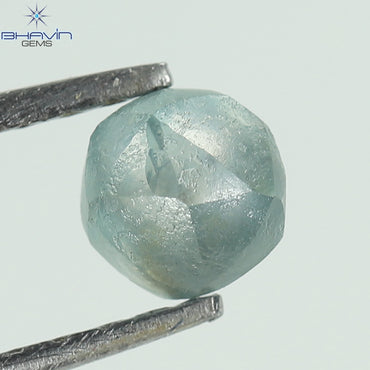 0.37 CT、ラフシェイプ、天然ダイヤモンド、緑がかった青色、SI1 クラリティ (3.98 MM)