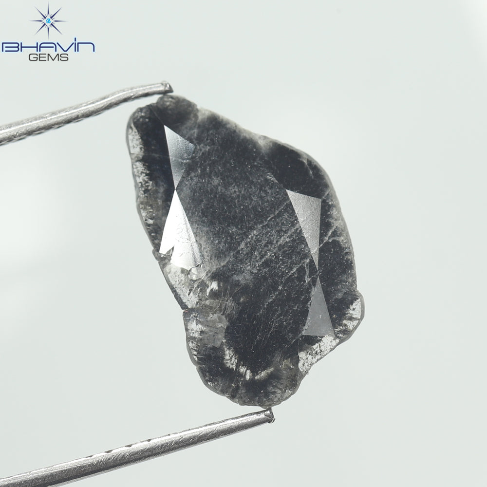 1.34 CT Slice Shape Natural Diamond Salt And Pepper Color I3 Clarity (14.50 MM)