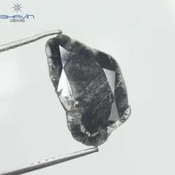 1.34 CT Slice Shape Natural Diamond Salt And Pepper Color I3 Clarity (14.50 MM)