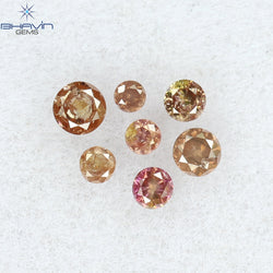 0.09 CT/7 Pcs Round Shape Natural Loose Diamond Pink Color I3 Clarity (1.75 MM)