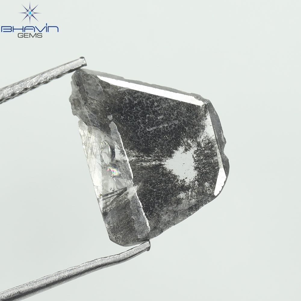 1.07 CT Slice Shape Natural Diamond Salt And Pepper Color I3 Clarity (12.09 MM)