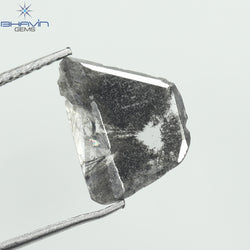 1.07 CT Slice Shape Natural Diamond Salt And Pepper Color I3 Clarity (12.09 MM)