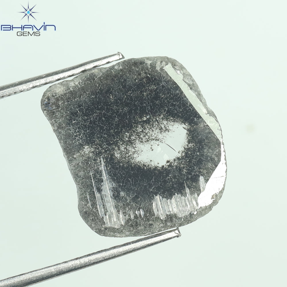 2.24 CT Slice Shape Natural Diamond Salt And Pepper Color I3 Clarity (12.15 MM)