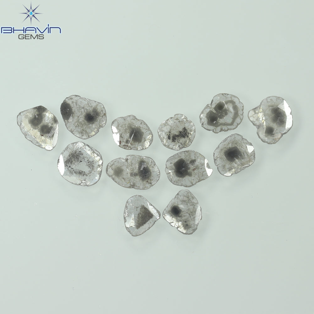 2.46 CT/12 Pcs Slice Shape Natural Diamond Salt And Pepper Color I3 Clarity (7.09 MM)