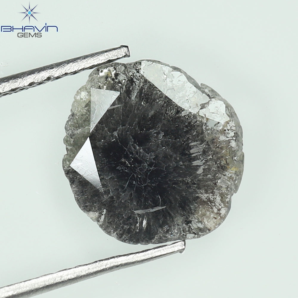 0.89 CT Slice Shape Natural Diamond Salt And Pepper Color I3 Clarity (9.81 MM)