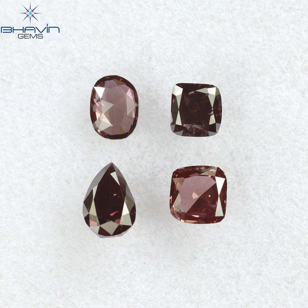 0.42 CT/4 Pcs Mix Shape Natural Diamond Pink Color SI Clarity (3.83 MM)