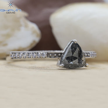 Triangle Diamond, Natural Diamond Ring, Salt And pepper Diamond, Gold Ring, Engagement Ring, Wedding Ring, Diamond Ring