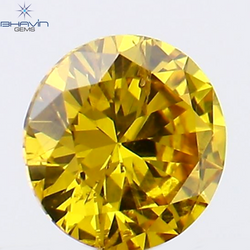 0.18 CT Round Shape Natural Diamond Vivid Yellow (Canary) Color SI1 Clarity (3.58 MM)