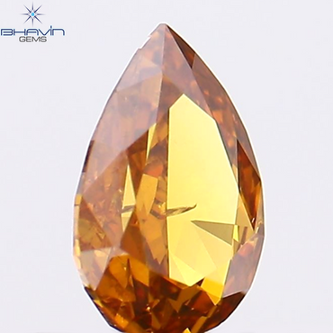 0.22 CT Pear Shape Natural Diamond Orange Color SI1 Clarity (4.86 MM)