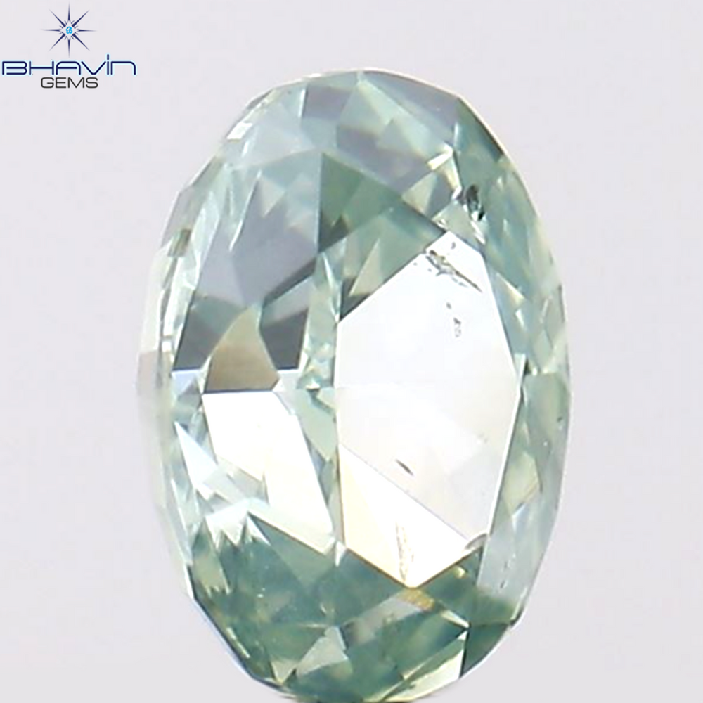 0.17 CT Oval Shape Natural Diamond Bluish Green Color SI1 Clarity (3.77 MM)