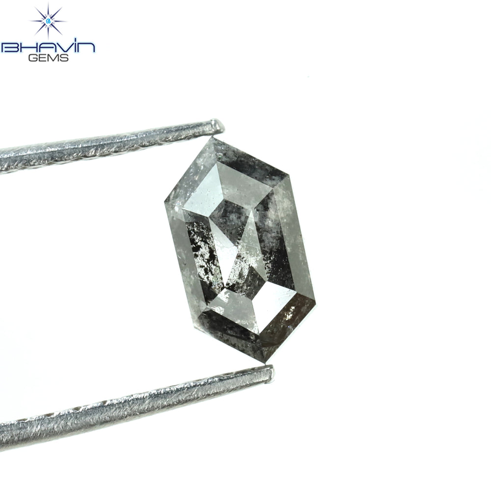 0.85 CT Hexagon Shape Natural Loose Diamond Salt And Pepper Color I3 Clarity (7.50 MM)