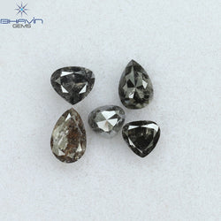 1.91 CT/5 PCS Mix Shape Natural Diamond Salt And Pepper Color I3 Clarity (6.00 MM)