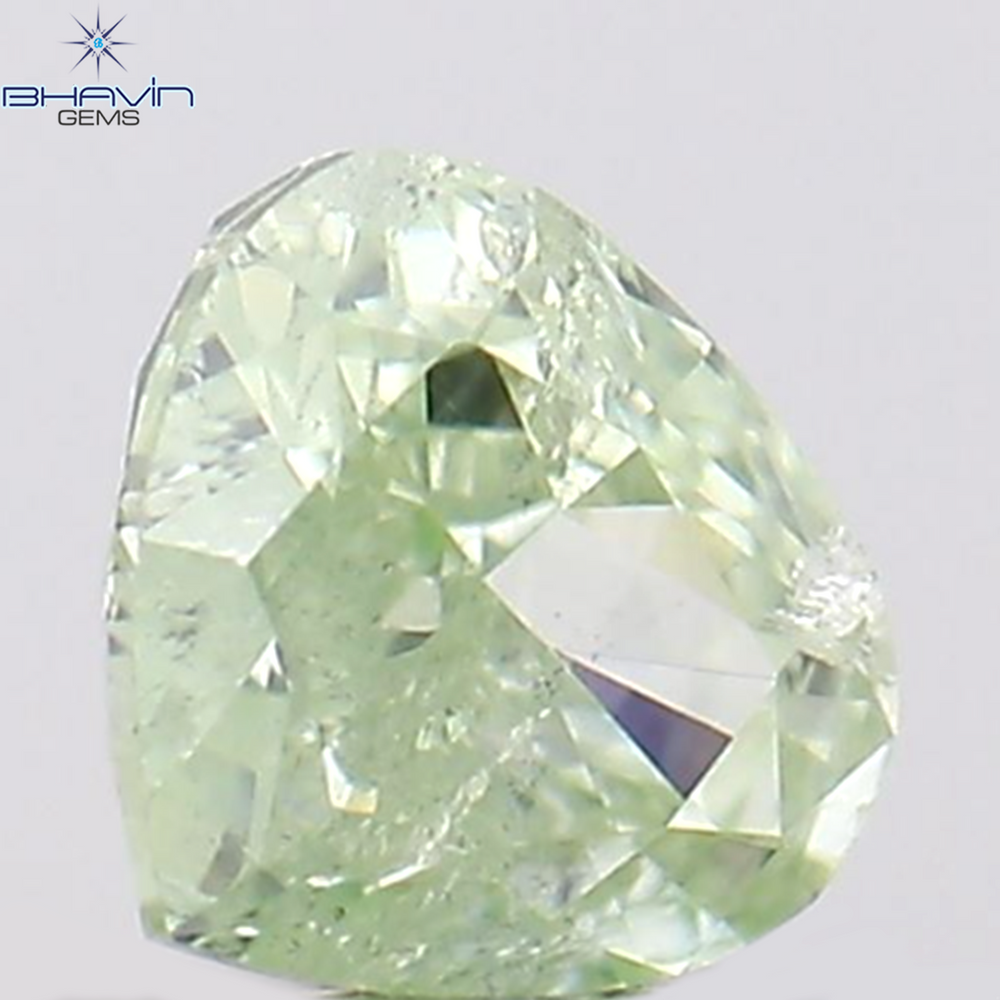 0.14 CT Heart Shape Natural Diamond Greenish Yellow Color SI2 Clarity (3.97 MM)