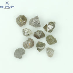 3.38 CT/10 Pcs Rough Shape Grey Color Natural Diamond I3 Clarity (3.84 MM)