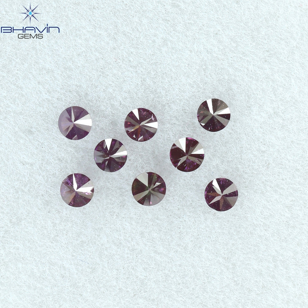 0.28 CT/8 PCS ラウンド ダイヤモンド ピンク色 天然ダイヤモンド I1 クラリティ (2.00 MM)