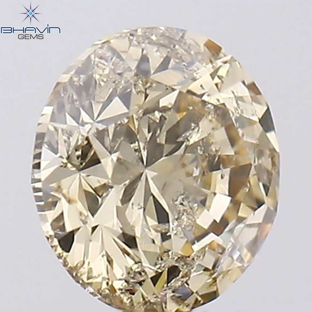 0.70 CT Round Shape Natural Diamond Brown Color I1 Clarity (5.57 MM)